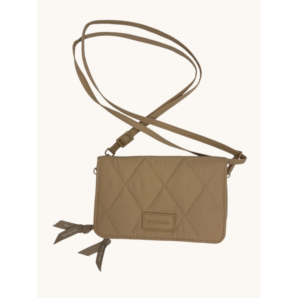 Vera Bradley Performance Twill RFID All In One Crossbody Bag Khaki Tan Quilted